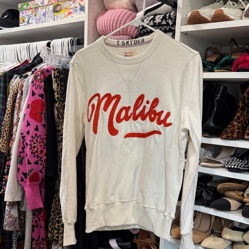 Todd Snyder Champion Cream Sweatshirt red Malibu xs antique white brand new